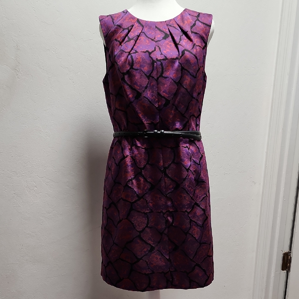 Gorgeous Anne Klein Purple & Pink Snake Print Sheath Dress